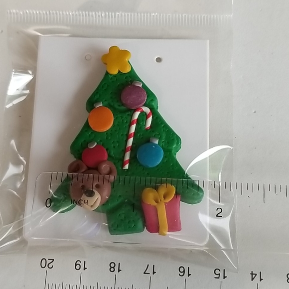 TEDDY bear in Christmas tree pin - Picture 2 of 4